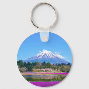 Mount Fuji Trees and Flowers Key Ring