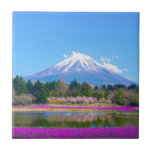 Mount Fuji Trees and Flowers Tile<br><div class="desc">Mount Fuji Trees and Flowers</div>