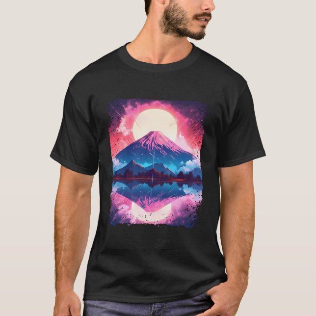 Mount Fuji Vaporwave Aesthetic Japan Japanese Sigh T-Shirt (Front)