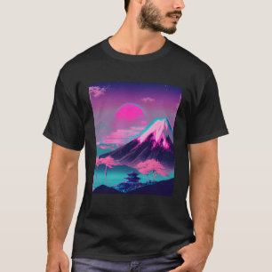 Mount Fuji Vaporwave Aesthetic Pastel Japanese Sun T-Shirt