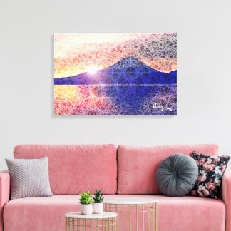 Mount Fuji VI Sunburst Blue by Rofey Canvas Print