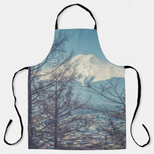 Mount Fuji view from Red pagoda in japan (Vintage Apron
