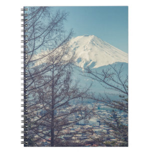 Mount Fuji view from Red pagoda in japan (Vintage Notebook
