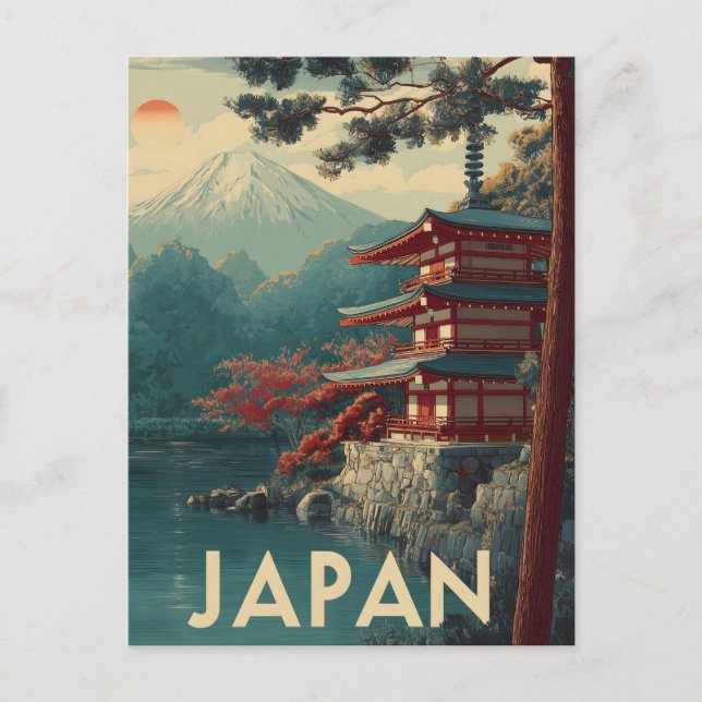 Mount Fuji vintage Postcard (Front)