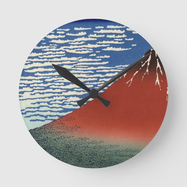 Mount Fuji Volcano Japan Painting Round Clock (Front)