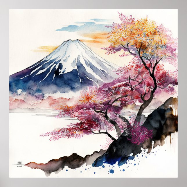 Mount Fuji watercolor Poster (Front)