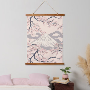 Mount Fuji with Cherry Blossoms – Japanese (2) Hanging Tapestry