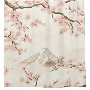 Mount Fuji with Cherry Blossoms – Japanese (3) Shower Curtain