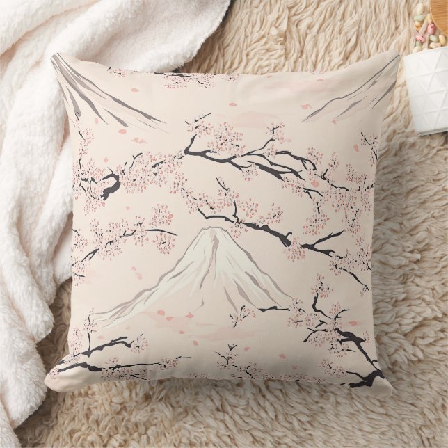 Mount Fuji with Cherry Blossoms – Japanese Cushion (Blanket)
