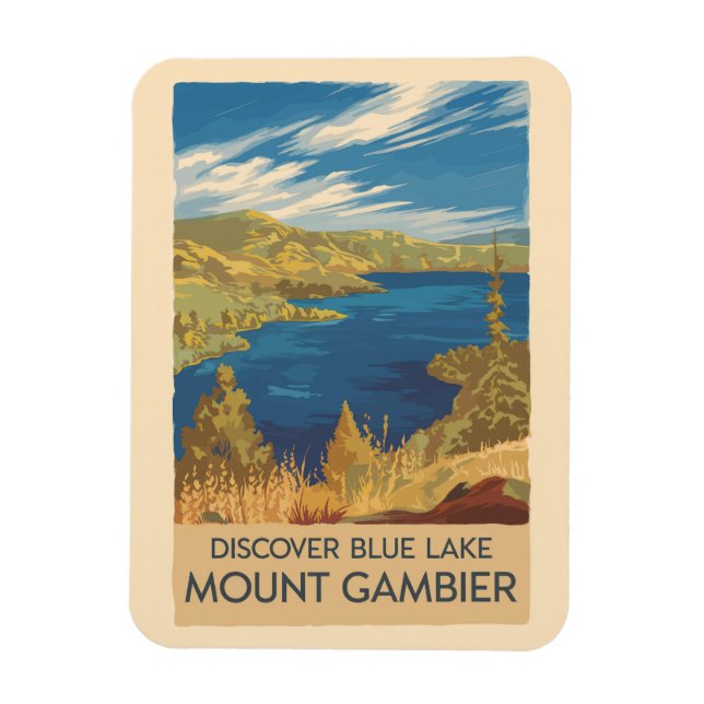 Mount Gambier Australia Illustration Travel Art Magnet (Vertical)