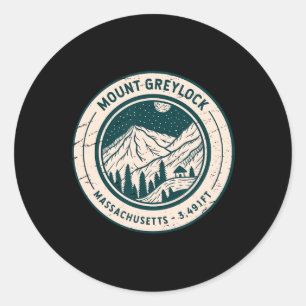Mount Greylock Machusetts Hiking Skiing Vintage Classic Round Sticker