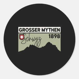 Mount Grosser Mythen Hike Mountain Biking Swiss Hi Classic Round Sticker