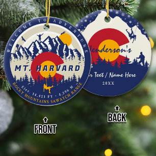 Mount Harvard Colorado 14ers Fourteener Climbing Ceramic Tree Decoration