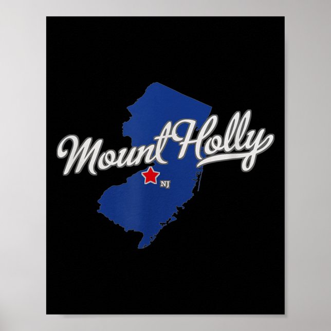 Mount Holly New Jersey Nj Map  Poster (Front)