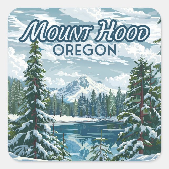 Mount Hood Oregon Ski Pacific Northwest Winter Square Sticker (Front)