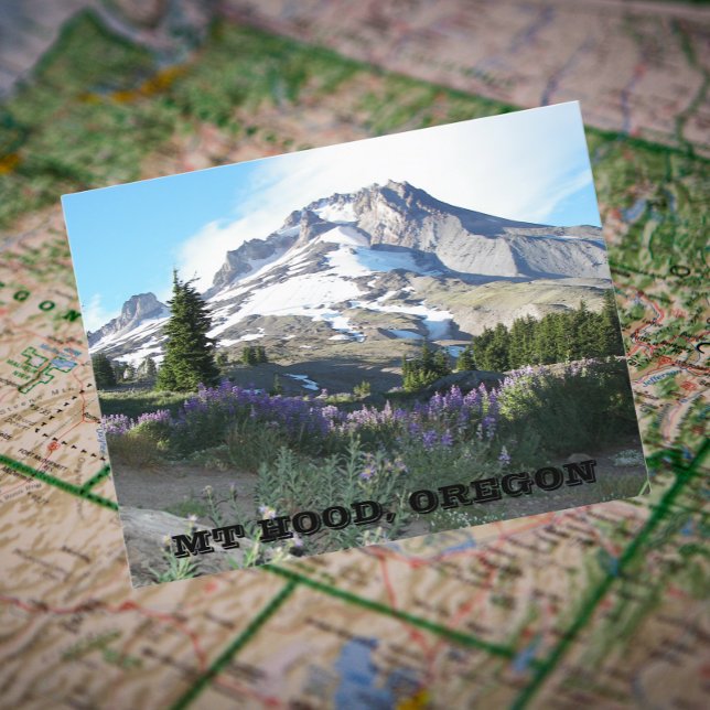 Mount Hood, Oregon Travel Photo Postcard (In Situ Map)