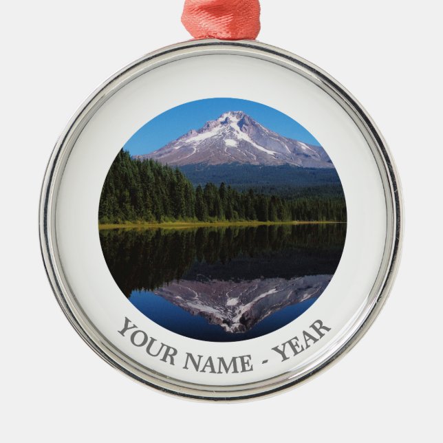Mount Hood Reflected in Lake Metal Tree Decoration (Front)