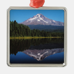 Mount Hood Reflected in Lake Metal Tree Decoration
