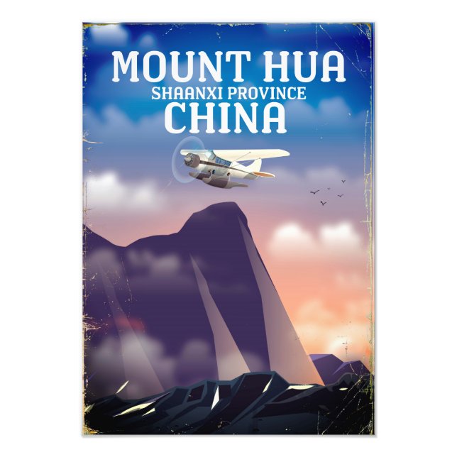Mount Hua China vintage flight poster (Front)