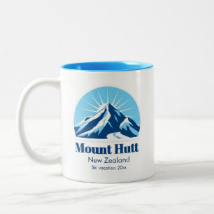 Mount Hutt New Zealand ski resort souvenir Two-Tone Coffee Mug