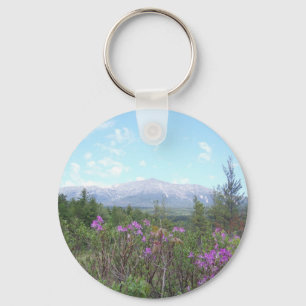 Mount Katahdin and wild flowers Key Ring