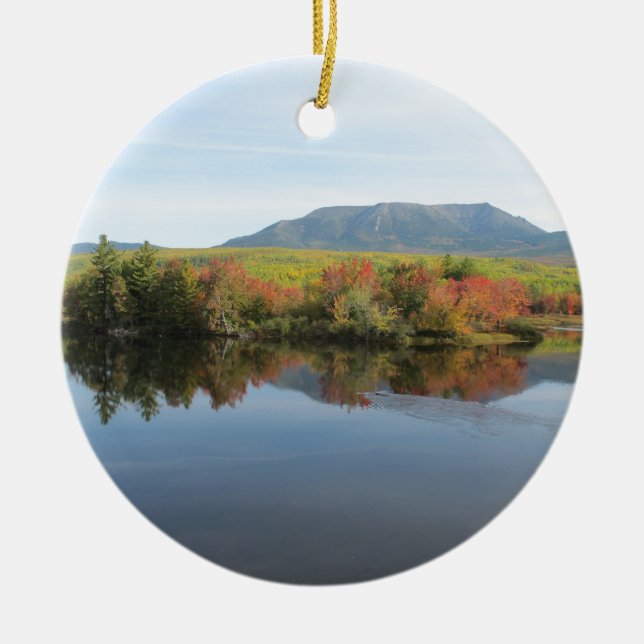 Mount Katahdin Ceramic Tree Decoration (Front)