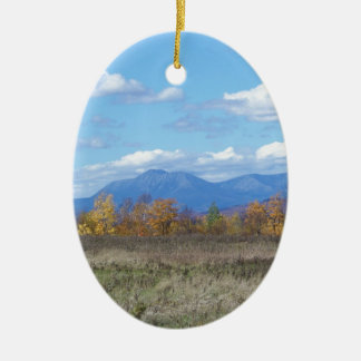 Mount Katahdin in fall 1 Ceramic Tree Decoration