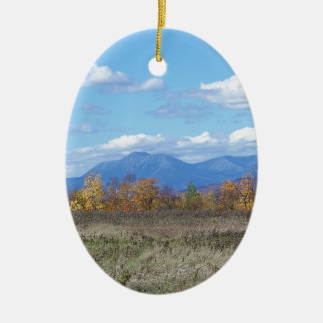 Mount Katahdin in fall 1 Ceramic Tree Decoration (Front)
