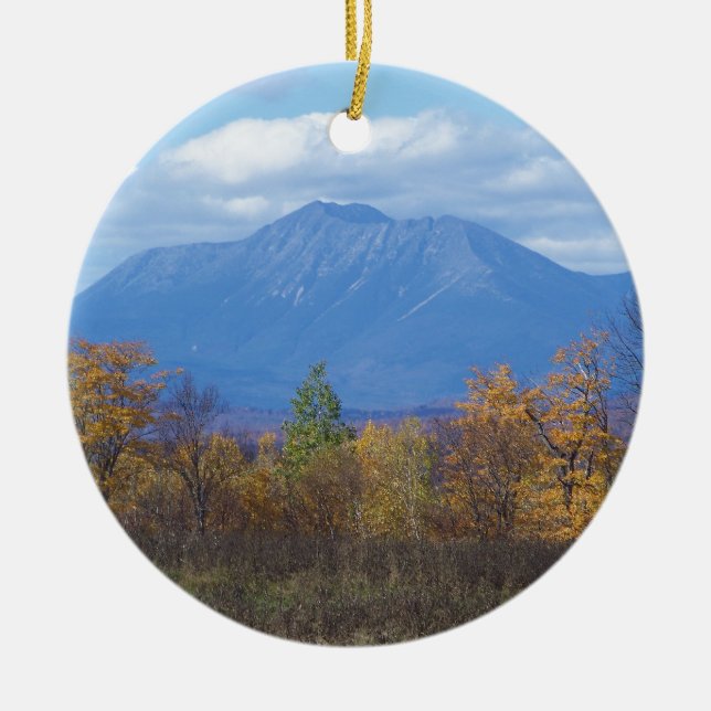 Mount Katahdin in fall 2 Ceramic Tree Decoration (Front)