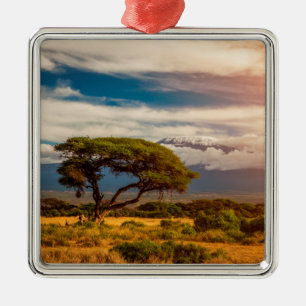 Mount Kilimanjaro   Amboseli, Kenya Metal Tree Decoration