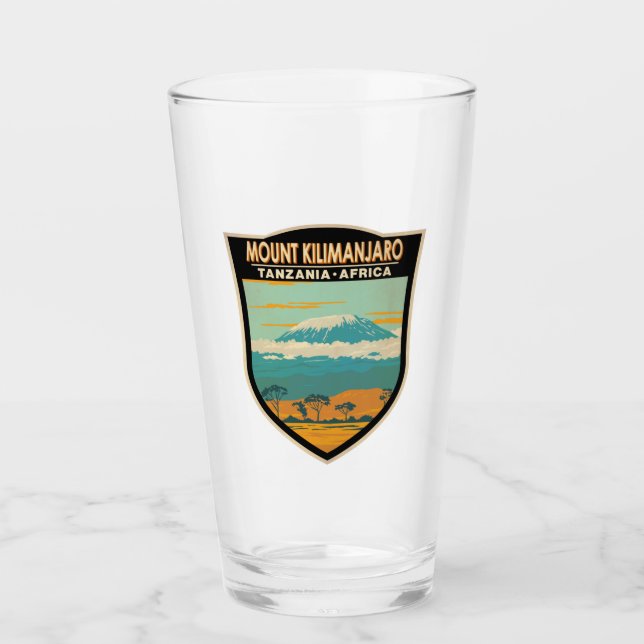 Mount Kilimanjaro Tanzania Africa Vintage  Glass (Front)