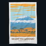 Mount Kilimanjaro Tanzania Africa Vintage Tea Towel<br><div class="desc">Mount Kilimanjaro vector artwork design. It is the highest mountain in Africa and the tallest freestanding mountain in the world.</div>