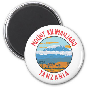 Mount Kilimanjaro Tanzania Distressed Circle Magnet