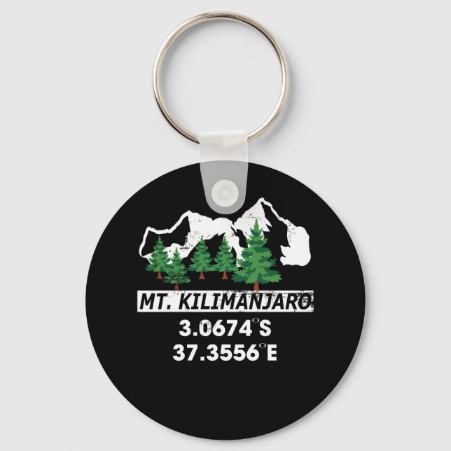 Mount Kilimanjaro with GPS Coordinates Key Ring (Front)
