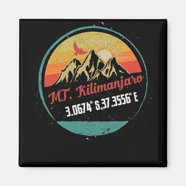 Mount Kilimanjaro  with GPS Coordinates Magnet (Front)