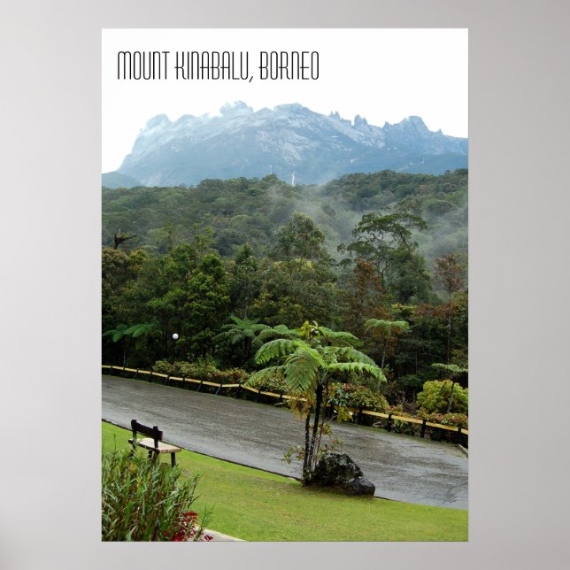 Mount Kinabalu Mountain and Borneo Jungle Poster (Front)