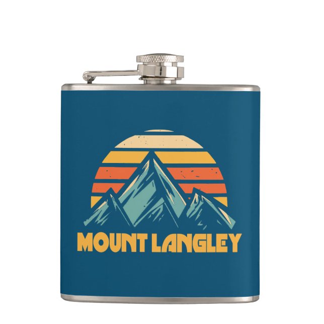 Mount Langley California Retro Turquoise Hip Flask (Front)