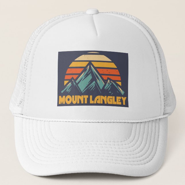 Mount Langley California Retro Turquoise Trucker Hat (Front)