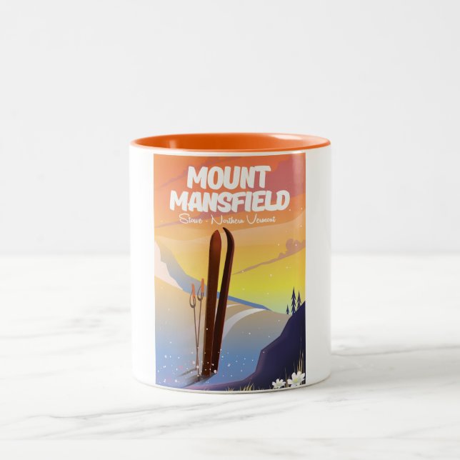 Mount Mansfield,Stowe northern Vermont ski Two-Tone Coffee Mug (Center)