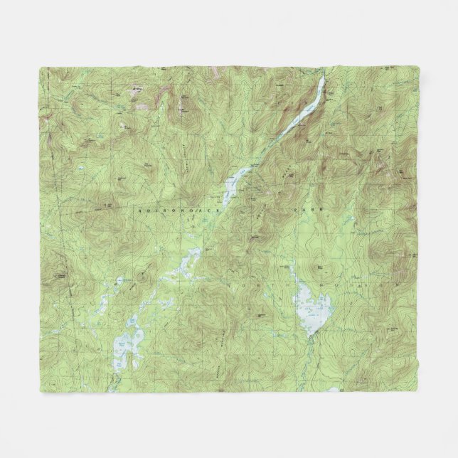 Mount Marcy Topographical Map - Adirondack Park Fleece Blanket (Front (Horizontal))