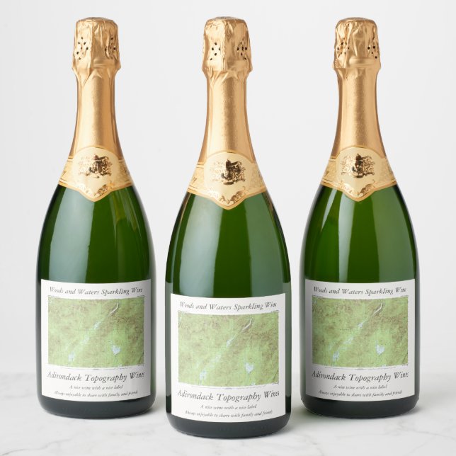 Mount Marcy Topographical Map - Adirondack Park Sparkling Wine Label (Bottles)