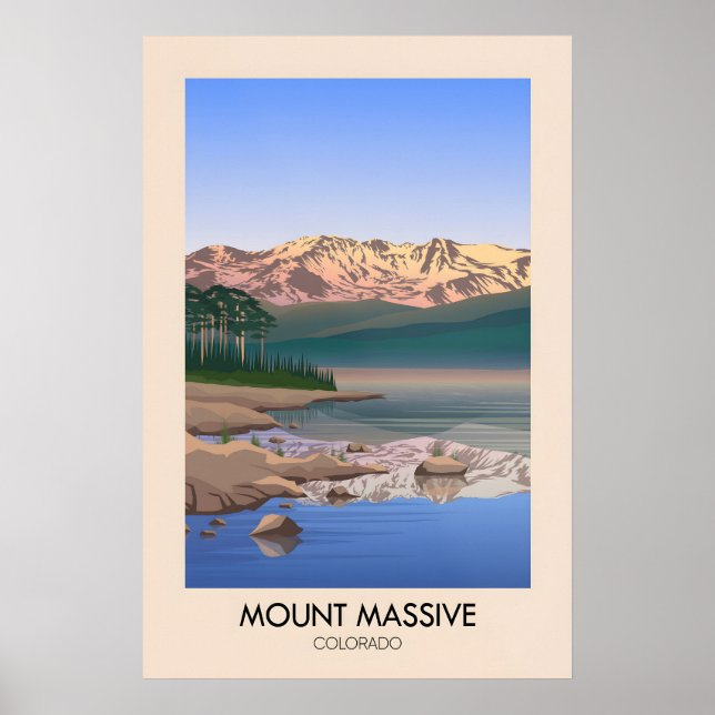 Mount Massive Colorado USA Travel Poster (Front)