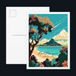 Mount Maunganui New Zealand vintage travel Postcard<br><div class="desc">Mount Maunganui New Zealand vintage travel place illustration</div>