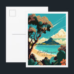 Mount Maunganui New Zealand vintage travel Postcard<br><div class="desc">Mount Maunganui New Zealand vintage travel place illustration</div>