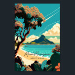 Mount Maunganui New Zealand vintage travel Poster<br><div class="desc">Mount Maunganui New Zealand vintage travel place illustration</div>
