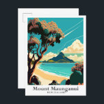Mount Maunganui NZ Vintage Travel Illustration Postcard<br><div class="desc">Mount Maunganui New Zealand Art Vintage Travel Portrait Painting Illustration</div>