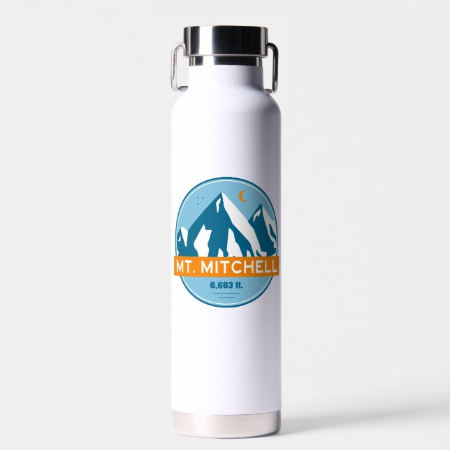 Mount Mitchell North Carolina Stars Moon Water Bottle (Front)