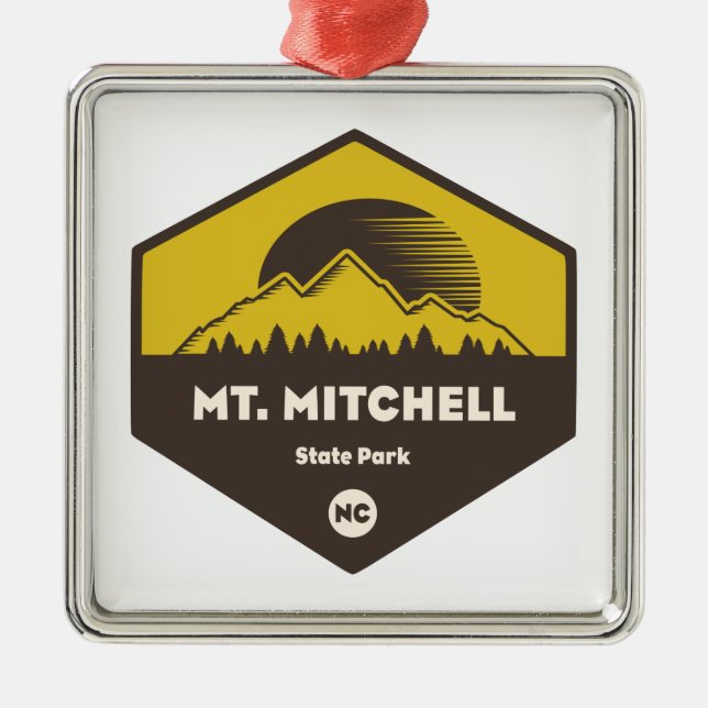 Mount Mitchell State Park Metal Tree Decoration (Front)