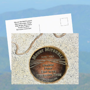 Mount Mitchell Summit Marker Black Mountains NC Postcard