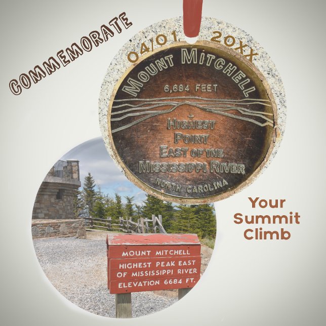 Mount Mitchell Summit Marker Blue Ridge Mountains Ornament (Creator Uploaded)